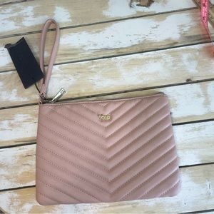Mathew + Julian Light Pink Wristlet NWT Stitching Detail Chevron Bag Travel